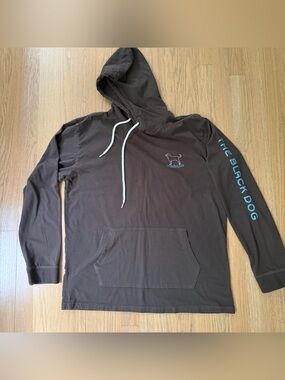 The Black Dog hooded long sleeve tee with decoration on the back Size M